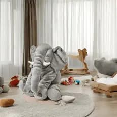 Almofada Elefante de Pelúcia 60cm Travesseiro Hipoalergênico Bebê Dormir Recém Nascido