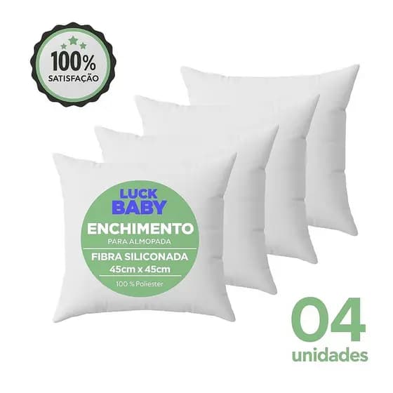 Kit com 4 Refil Enchimentos para Almofadas 45x45cm Flcos de Espuma Macio Antialérgico