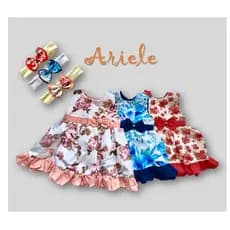 Vestido Infantil Bebê Menina Ariele com Tiara Roupas Algodão Fofo