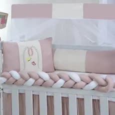 Kit Mini Berço Classic Menina Menino 06 Peças Com Saia Estampado Para Bebê