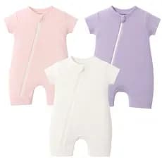 Kit 3 Macacão Bebê Com Ziper Menina Verão Dia a Dia Confortavel