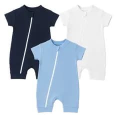 Kit 3 Macacão Bebê Com Ziper Menino Verão Dia a Dia Confortavel