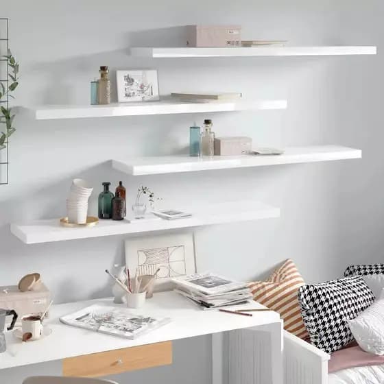 Kit Prateleiras 60x20cm Mdf Suporte Resistente Quarto Sala Banheiro Cozinha Parede Decoração Escritório Rack