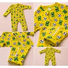 Macacão Brasil copa para bebe menino menina tecido macio