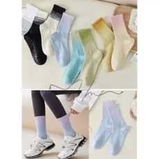 Meias de Yoga com Design Degradê - Antiderrapantes para Pilates e Fitness Algodão (Tamanhos 35-40)