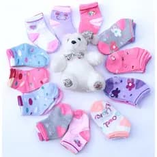 KIT 12 PARES de Meia Bebê MENINA 0-24meses WZ06