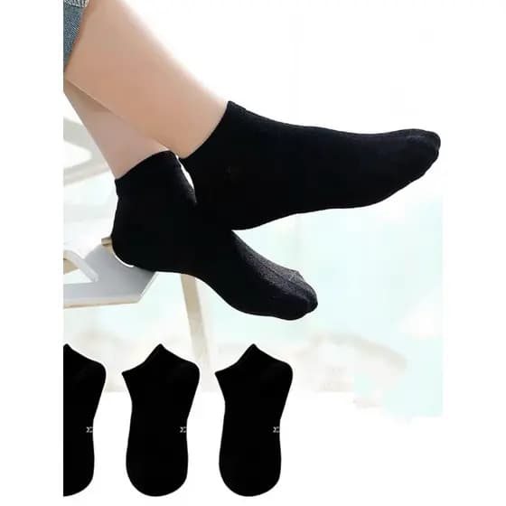 Kit 12 Pares Meia Preto e Branco  Infantil Meninos e Meninas Cano Alto e Curto Basica 3-12ANOS