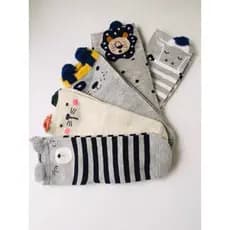 KIT 3-12 Pares Meias de Bebê com Orelhinhas e Solado Antiderrapante Estampa Cartoon algodão 0-24 Meses MENINO