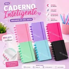 Caderno tipo Inteligente A5/B5/A4 Capa dura 80 Folhas Pautadas 8/10/11 Discos Planner Agenda Diário