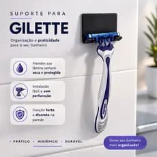Suporte Porta Barbeador Adesivo Sem Furo Organizador Banheiro Lâmina Gillette Resistente
