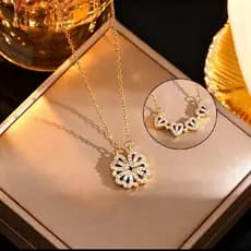 Colar Trevo 4 Folhas Coração Feminino Aço Inoxidável Luxo Banhado Ouro/Prata Pingente Duplo Elegante Presente Namorada