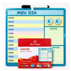 Lousa Magnética Planejamento Diário Meu Dia 29x29cm com Caneta Ímãs e Metas Organização Rotina
