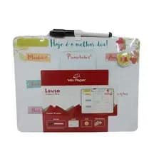 Planner Quadro Tarefas Diárias Magnético c/ Caneta Borracha Imã e Fita Adesiva 21,6x28 cm