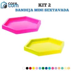 Kit 2 Bandeja Mini Sextavada (17 cm) - Várias Cores