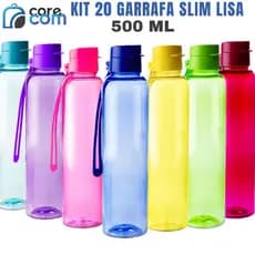 Kit 20 Garrafas Slim Lisa 500ml - Várias Cores