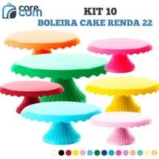 Kit 10 Boleiras Cake Renda (22x9 cm) - Várias Cores