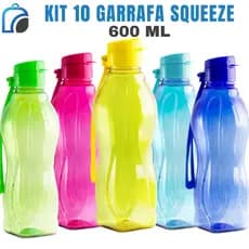 KIT com 10 Garrafas Squeeze 600ml –Várias Cores