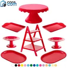 Kit 1 Boleira Cake Renda 19, 1 Escadinha, 2 Mini Cake, 2 Band Perolada, 2 Band 20x13
