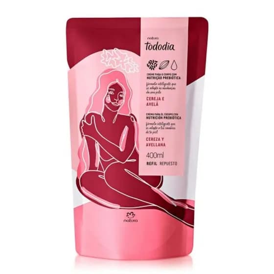 Refil Creme Desodorante Nutritivo Para o Corpo Tododia Natura Cereja e Avelã 400 ml