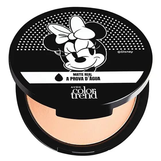 Pó Compacto Facial à Prova D' Água Avon Color Trend Matte Real Coleção Disney Minnie FPS 12 Com espelho