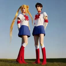 Fantasia de guerreira feminina, traje de cosplay de Sailor Moon, uniforme de marinheira para role-playing de anime.