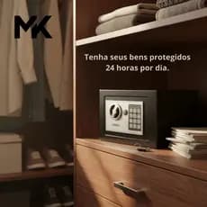 Cofre Eletrônico Segurança Digital Teclado Chave Preto Proteção