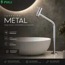 Torneira Bancada Banheiro Lavatório Link Bica Alta Luxo Para Lavabo Inox Cromado