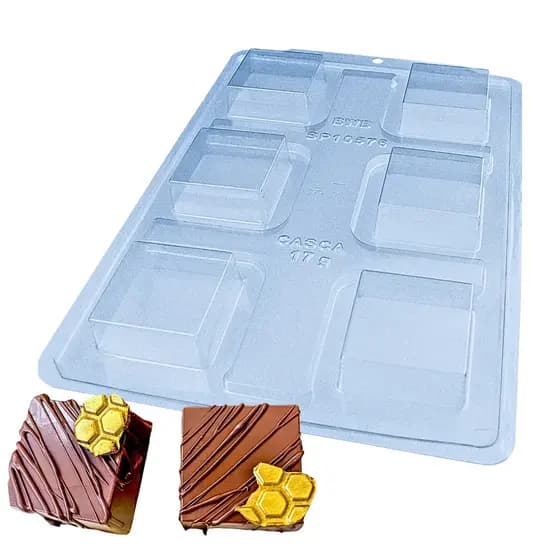 Forma p/ Chocolate Pão de Mel Quadrado G Cod. 3704 SP 10576 Semiprofissional 3 Partes c/ Silicone Bwb