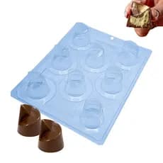 Forma p/ Chocolate Doces Finos Bombom Espiral Chanfrado Grande Cod. 9570 3 Partes c/ Silicone Tradicional Bwb