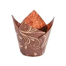 Forma Tulipa Forneável Marrom e Ouro 5x5cm c/ 25un  Muffin Cupcake Ultrafest
