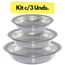 Jogo Bacias Pequenas Em Aluminio Multiuso Cuba - Barbearia - 3 Peças N 9 15 20