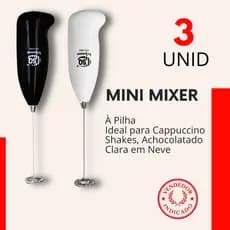 Kit 3 Misturador Mini Mixer Batedor Elétrico Portatil para Clara de Ovos Capuccino Shake Bebidas
