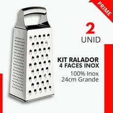 Kit 2 - Ralador 4 Faces 24cm Aço Inox Multiuso Rala Queijo para Cozinha Restaurante