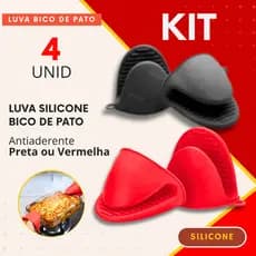 Luva Termica de Silicone Kit 4 ou 2 Peças Bico de Pato Cozinha Antiderrapante Pegador Panela Quente