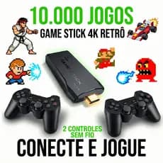 Game Stick 4K Retrô |10.000 Jogos | 2 Controles Sem Fio | Console HDMI Plug and Play| Jogos Clássicos| Conecte e Jogue