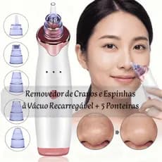 Removedor de Cravos e Espinhas Por Sucção À Vácuo | 5 Ponteiras | Recarregável USB | Sugador Remove Acne