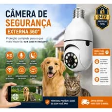 Câmera Lâmpada Segurança | Vigilância WiFi 360°| FullHD Bivolt | Visão Noturna | Humano e Pet | Sensor Movimento |
