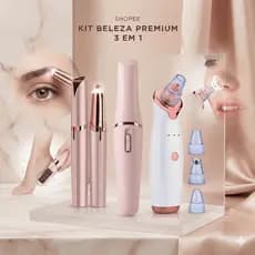 COMBO BELEZA = Caneta Depiladora Sobrancelha + Lixa de Pé À Prova D'Água + Removedor de Cravos e Espinhas Sucção Vácuo