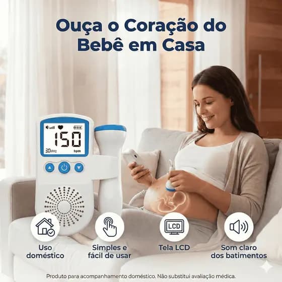 Doppler Fetal | Monitor Portátil para Ouvir Batimento Cardíaco do Bebê | Frequência Cardíaca Fetal |