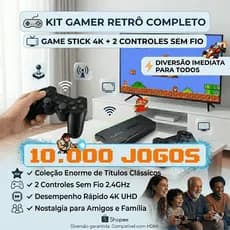 Game Stick 4K Retrô |10.000 Jogos | 2 Controles Sem Fio | Console HDMI Plug and Play| Super Nintendo Playstation Sega