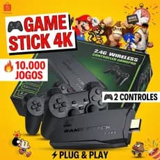 Game Stick 4K Retrô |10.000 Jogos | 2 Controles Sem Fio | Console HDMI Plug&Play| Jogos Clássicos Nintendo Playstation |