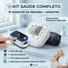 Saúde em Casa: Oxímetro Digital de Dedo  + Monitor Digital de Pressão (Alerta de Arritmia | Memória de Leituras)