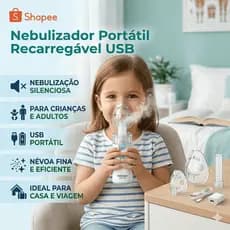 Nebulizador Portátil Ultrasonico | Recarregável  USB | Máscara Adulto e Infantil | Ultra silencioso | Névoa fina|