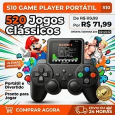 GamePad-S10  520 Jogos Retrô | Console Portátil com Tela 2.4" D Led | Vídeo Game |  Sem fio | Diversão Ininterrupta