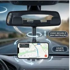 Suporte Celular Veicular Retrovisor Ajustável 360° Universal