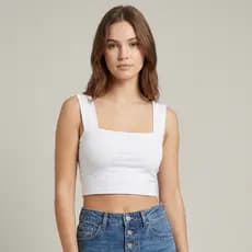 Cropped Feminino Top Alça Grossa Suplex Fitness Proteção UV50+ Toque Poliamida