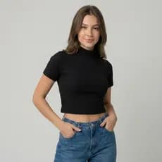 Cropped Feminino Top Camisetinha Tecido Canelado Blusinha Feminina Fitness Promoção com Proteção UV50+