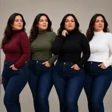 Kit 4 Blusa Feminina Plus Size Cacharrel Segunda Pele Manga Longa Tecido Canelado