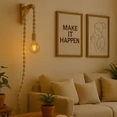 Luminária Pendente Em Macrame Decoração Para Sala + Mão Francesa