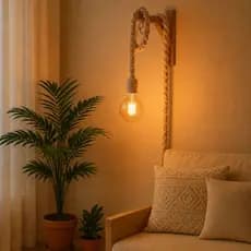 Luminária Pendente Macramê Decoração Para Sala + Mão Francesa